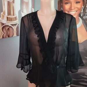 Jones Wear, 6, sheer black blouse